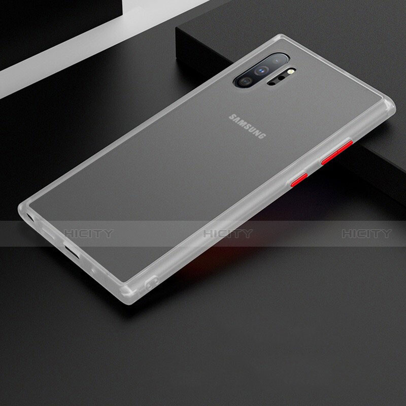 Coque Rebord Contour Silicone et Vitre Transparente Miroir Housse Etui H02 pour Samsung Galaxy Note 10 Plus 5G Blanc Plus