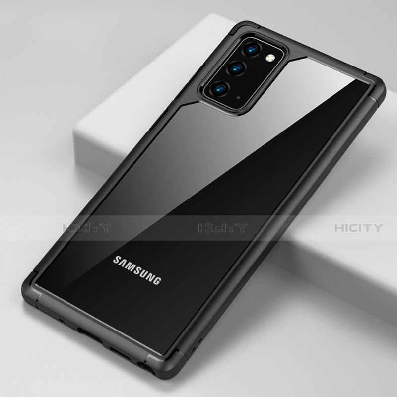 Coque Rebord Contour Silicone et Vitre Transparente Miroir Housse Etui H02 pour Samsung Galaxy Note 20 5G Noir Plus
