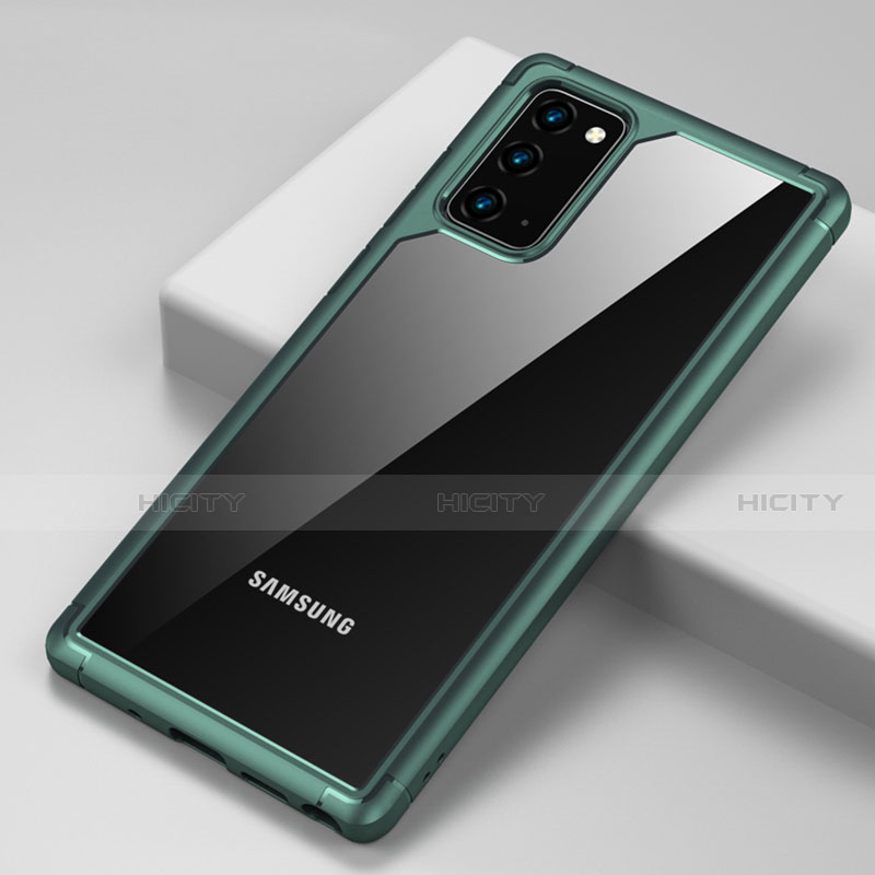 Coque Rebord Contour Silicone et Vitre Transparente Miroir Housse Etui H02 pour Samsung Galaxy Note 20 5G Vert Plus