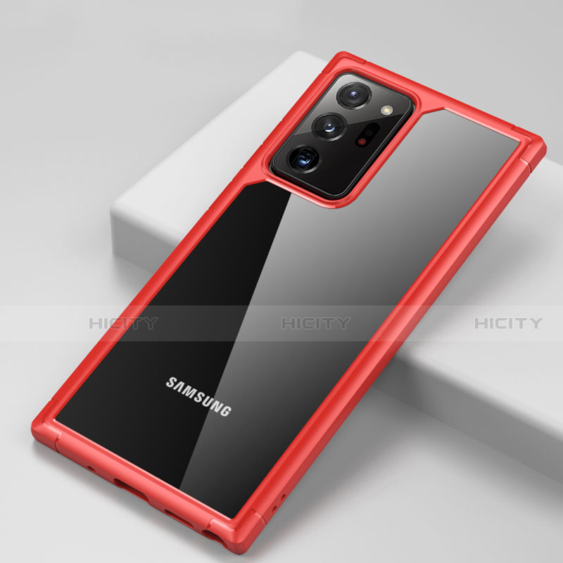 Coque Rebord Contour Silicone et Vitre Transparente Miroir Housse Etui H02 pour Samsung Galaxy Note 20 Ultra 5G Rouge Plus