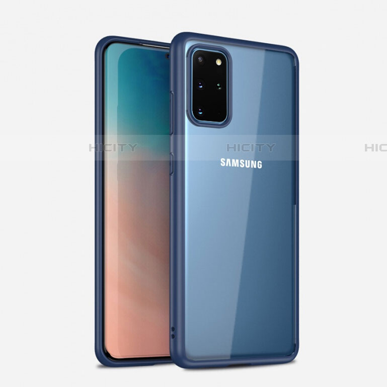Coque Rebord Contour Silicone et Vitre Transparente Miroir Housse Etui H02 pour Samsung Galaxy S20 Plus 5G Bleu Plus