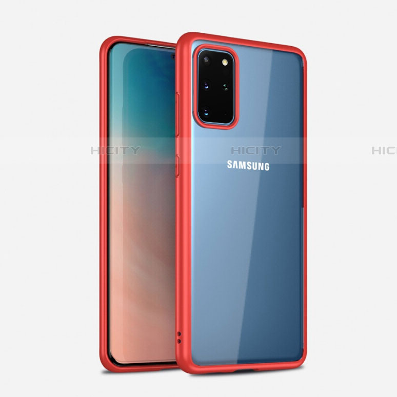 Coque Rebord Contour Silicone et Vitre Transparente Miroir Housse Etui H02 pour Samsung Galaxy S20 Plus 5G Rouge Plus