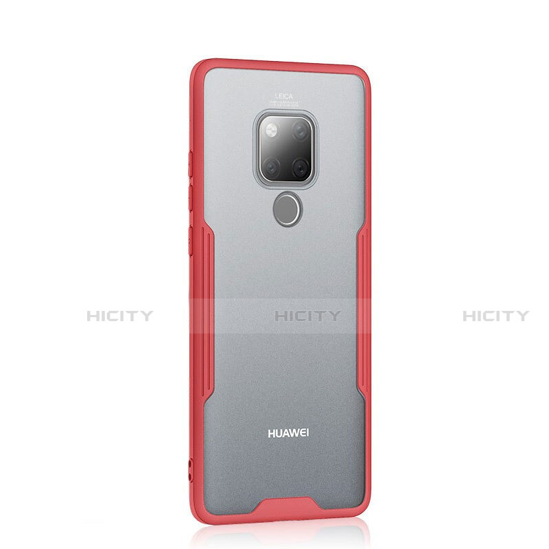 Coque Rebord Contour Silicone et Vitre Transparente Miroir Housse Etui H04 pour Huawei Mate 20 Rouge Plus