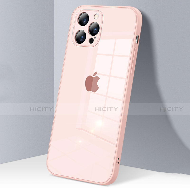 Coque Rebord Contour Silicone et Vitre Transparente Miroir Housse Etui H06 pour Apple iPhone 12 Pro Rose Plus