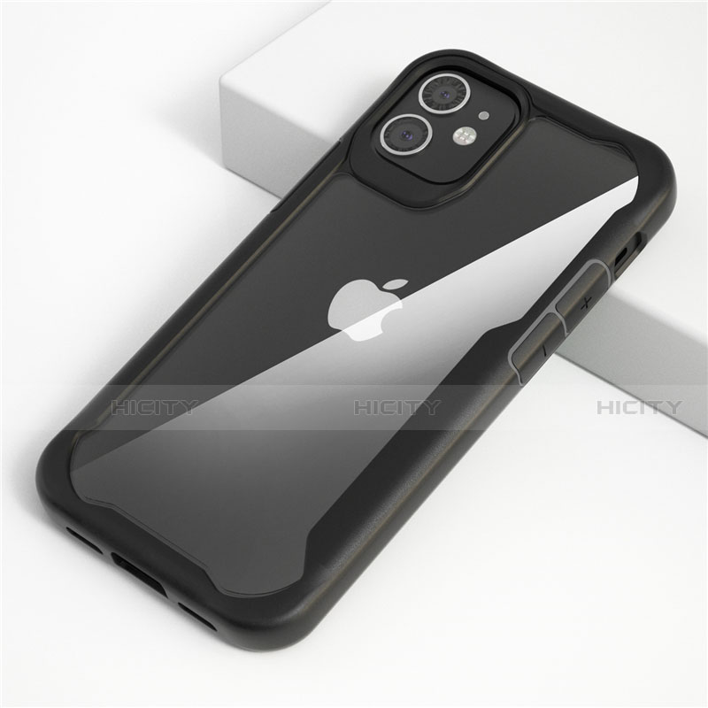Coque Rebord Contour Silicone et Vitre Transparente Miroir Housse Etui M01 pour Apple iPhone 12 Max Noir Plus