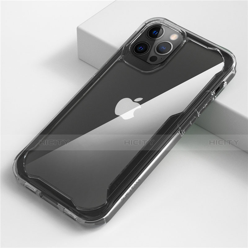 Coque Rebord Contour Silicone et Vitre Transparente Miroir Housse Etui M01 pour Apple iPhone 12 Pro Max Plus