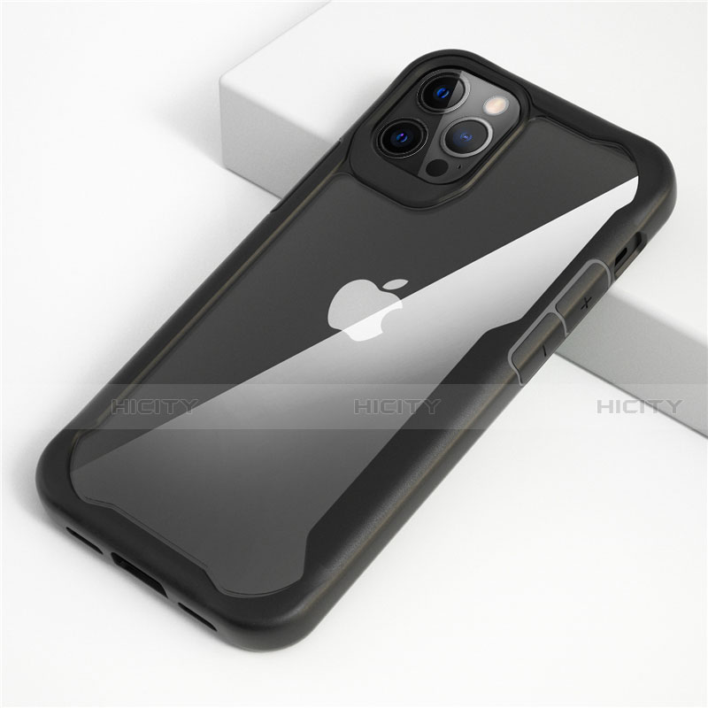 Coque Rebord Contour Silicone et Vitre Transparente Miroir Housse Etui M01 pour Apple iPhone 12 Pro Plus