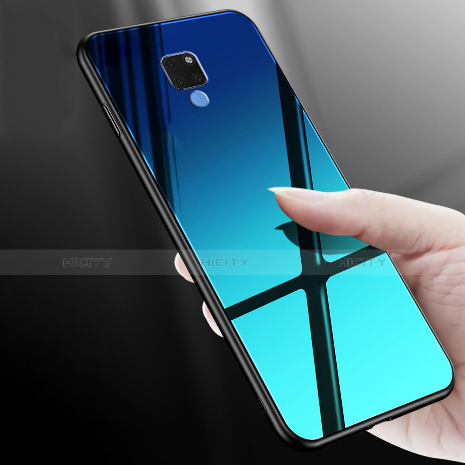 Coque Rebord Contour Silicone et Vitre Transparente Miroir Housse Etui M01 pour Huawei Mate 20 Plus