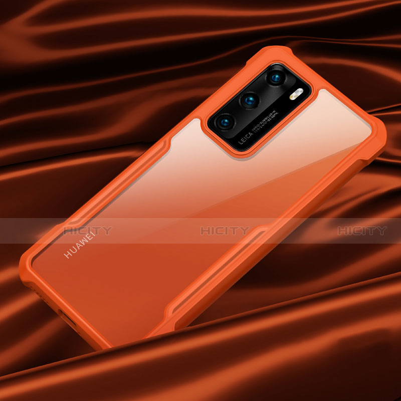 Coque Rebord Contour Silicone et Vitre Transparente Miroir Housse Etui M01 pour Huawei P40 Orange Plus