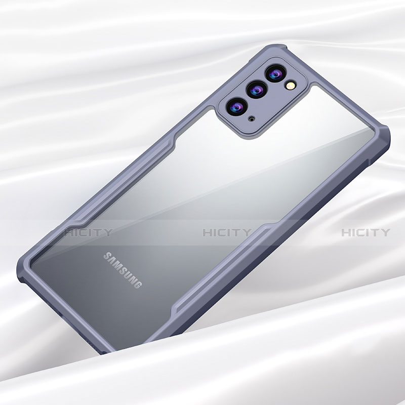 Coque Rebord Contour Silicone et Vitre Transparente Miroir Housse Etui M01 pour Samsung Galaxy Note 20 5G Gris Lavende Plus