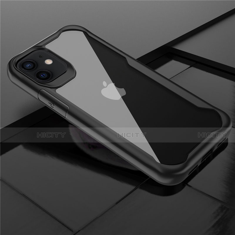 Coque Rebord Contour Silicone et Vitre Transparente Miroir Housse Etui M02 pour Apple iPhone 12 Mini Noir Plus