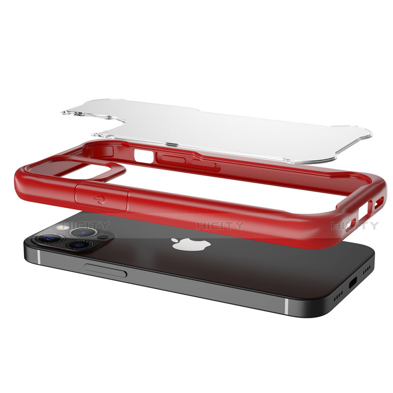 Coque Rebord Contour Silicone et Vitre Transparente Miroir Housse Etui M02 pour Apple iPhone 12 Pro Plus