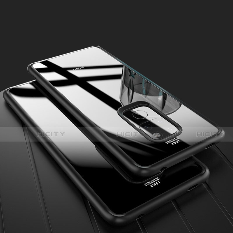 Coque Rebord Contour Silicone et Vitre Transparente Miroir Housse Etui M02 pour Huawei Mate 20 Noir Plus