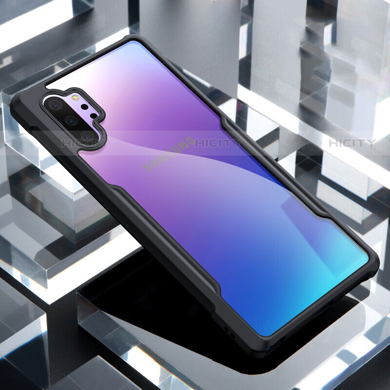 Coque Rebord Contour Silicone et Vitre Transparente Miroir Housse Etui M02 pour Samsung Galaxy Note 10 Plus 5G Noir Plus