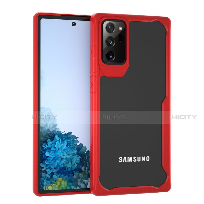 Coque Rebord Contour Silicone et Vitre Transparente Miroir Housse Etui M02 pour Samsung Galaxy Note 20 Ultra 5G Rouge Plus