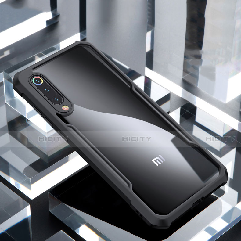 Coque Rebord Contour Silicone et Vitre Transparente Miroir Housse Etui M02 pour Xiaomi Mi 9 Lite Noir Plus
