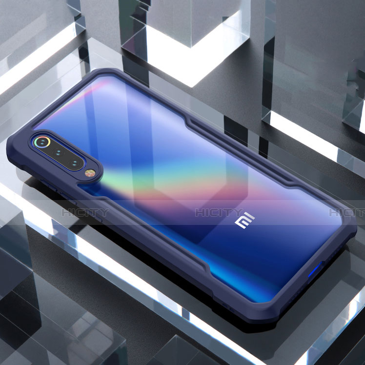 Coque Rebord Contour Silicone et Vitre Transparente Miroir Housse Etui M02 pour Xiaomi Mi 9 SE Bleu Plus