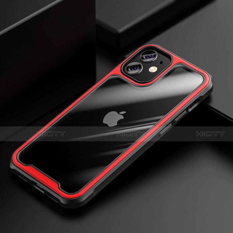 Coque Rebord Contour Silicone et Vitre Transparente Miroir Housse Etui M03 pour Apple iPhone 12 Plus