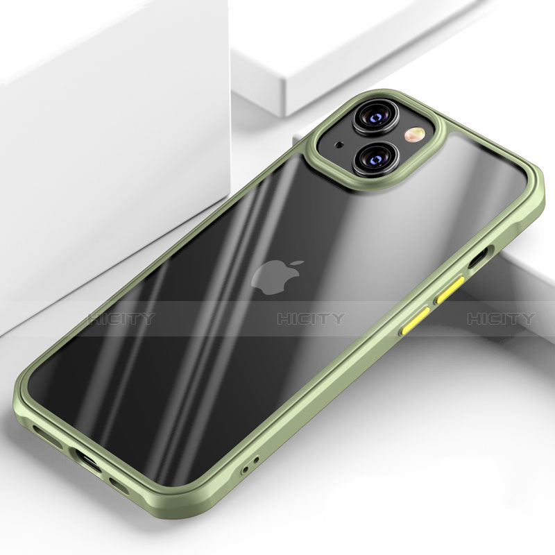 Coque Rebord Contour Silicone et Vitre Transparente Miroir Housse Etui M03 pour Apple iPhone 13 Mini Vert Plus