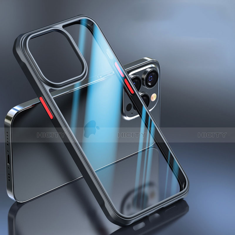 Coque Rebord Contour Silicone et Vitre Transparente Miroir Housse Etui M03 pour Apple iPhone 13 Pro Plus