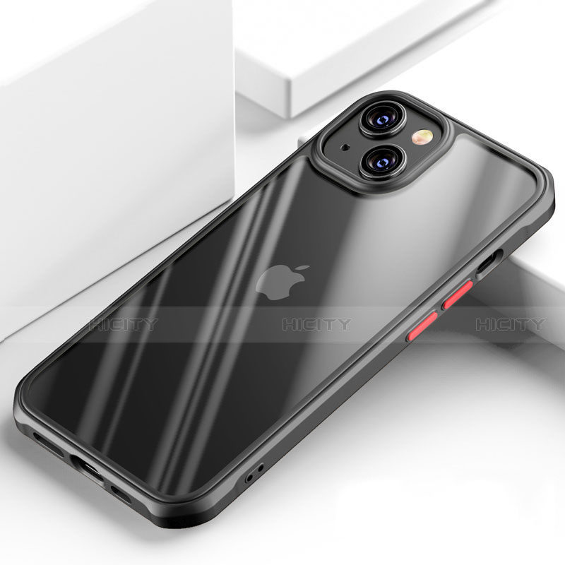 Coque Rebord Contour Silicone et Vitre Transparente Miroir Housse Etui M03 pour Apple iPhone 14 Plus