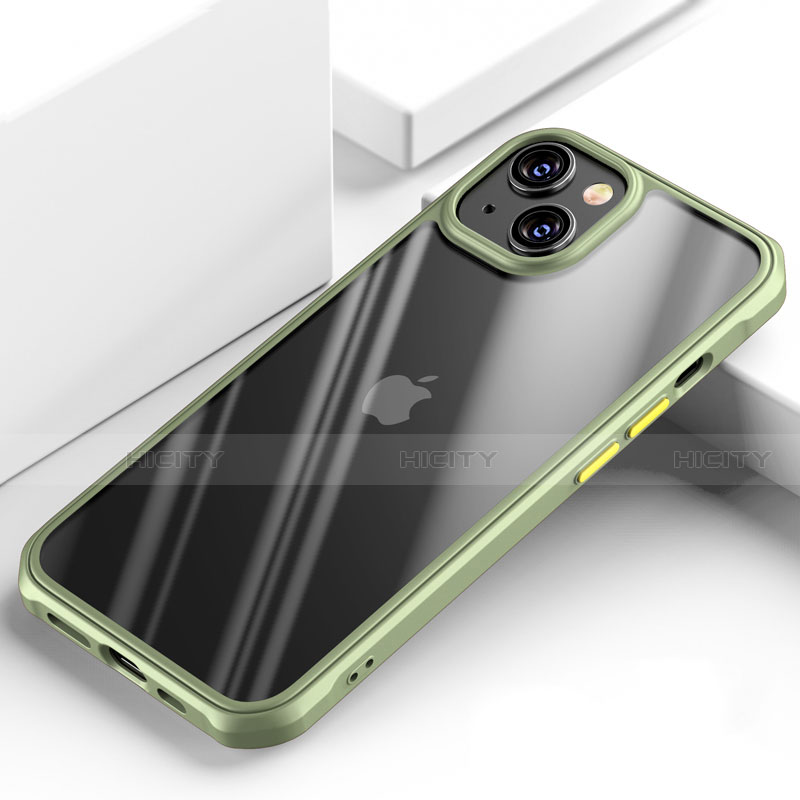 Coque Rebord Contour Silicone et Vitre Transparente Miroir Housse Etui M03 pour Apple iPhone 14 Plus