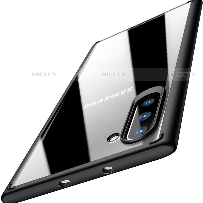 Coque Rebord Contour Silicone et Vitre Transparente Miroir Housse Etui M03 pour Samsung Galaxy Note 10 5G Noir Plus