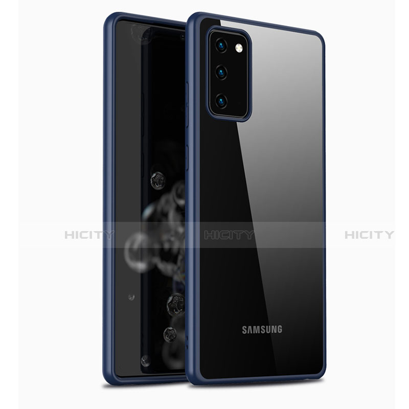 Coque Rebord Contour Silicone et Vitre Transparente Miroir Housse Etui M03 pour Samsung Galaxy Note 20 5G Bleu Plus
