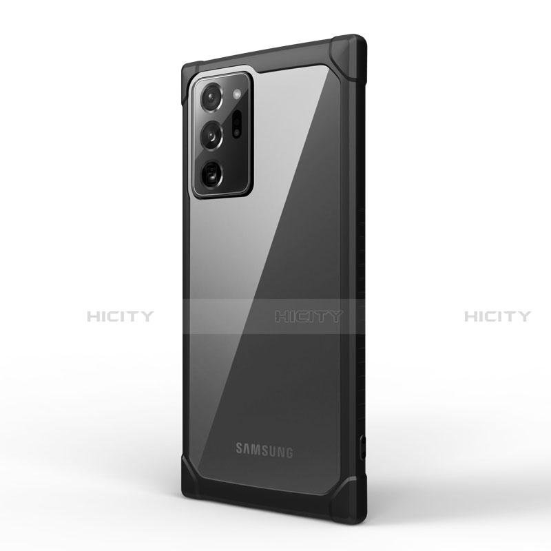 Coque Rebord Contour Silicone et Vitre Transparente Miroir Housse Etui M03 pour Samsung Galaxy Note 20 Ultra 5G Noir Plus