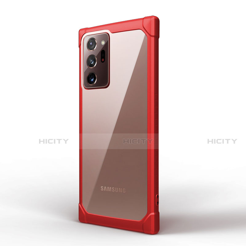 Coque Rebord Contour Silicone et Vitre Transparente Miroir Housse Etui M03 pour Samsung Galaxy Note 20 Ultra 5G Rouge Plus