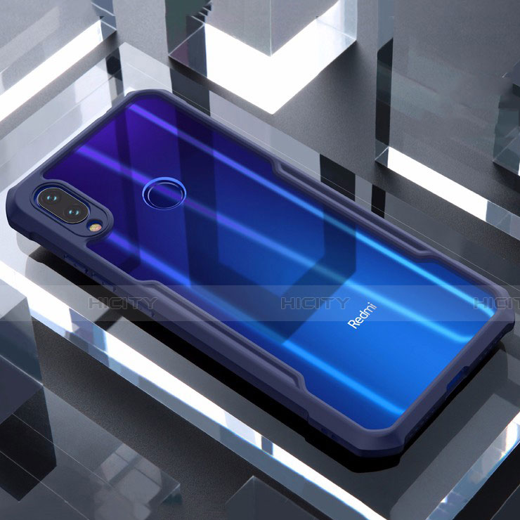 Coque Rebord Contour Silicone et Vitre Transparente Miroir Housse Etui M03 pour Xiaomi Redmi Note 7 Bleu Plus