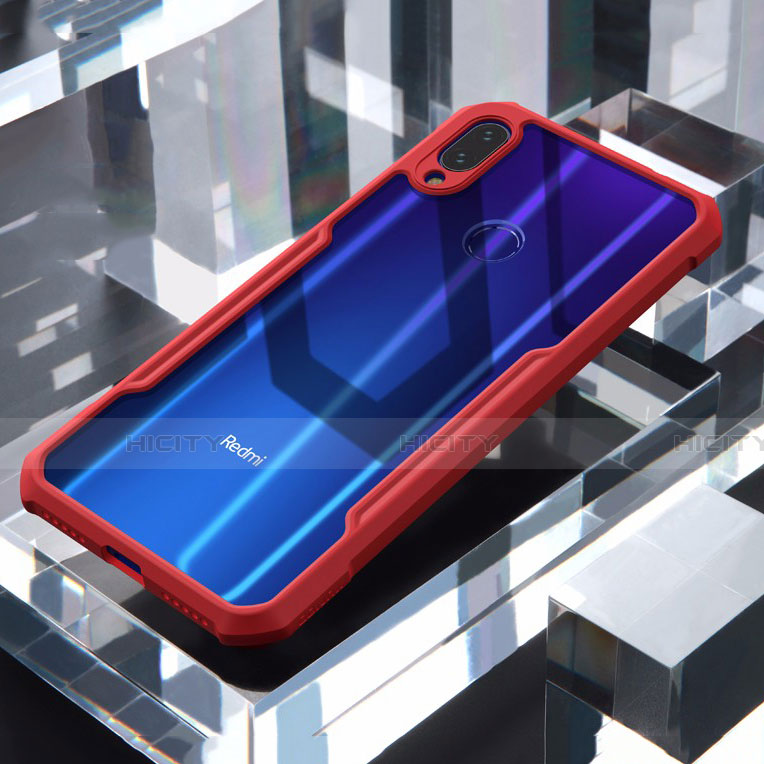 Coque Rebord Contour Silicone et Vitre Transparente Miroir Housse Etui M03 pour Xiaomi Redmi Note 7 Pro Rouge Plus