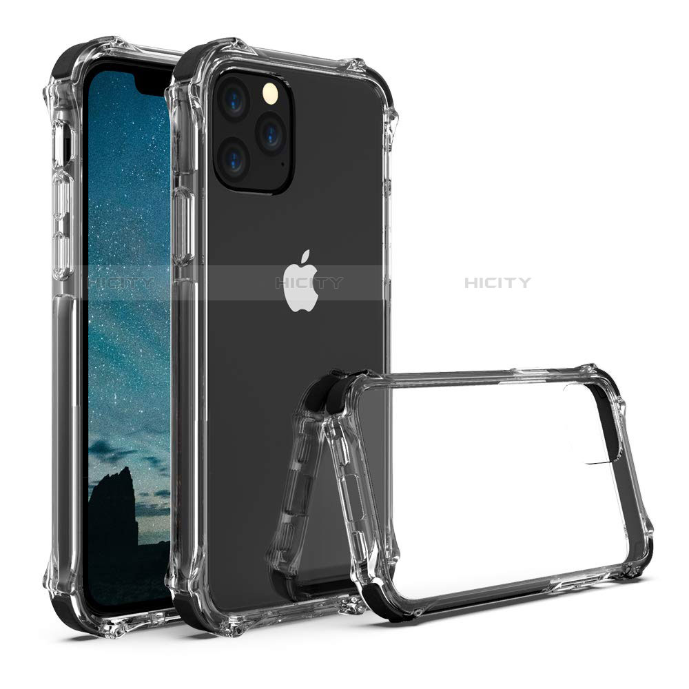 Coque Rebord Contour Silicone et Vitre Transparente Miroir Housse Etui M04 pour Apple iPhone 11 Pro Max Noir Plus