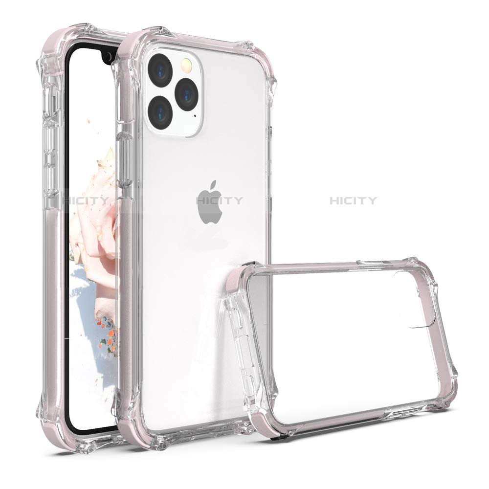 Coque Rebord Contour Silicone et Vitre Transparente Miroir Housse Etui M04 pour Apple iPhone 11 Pro Or Rose Plus