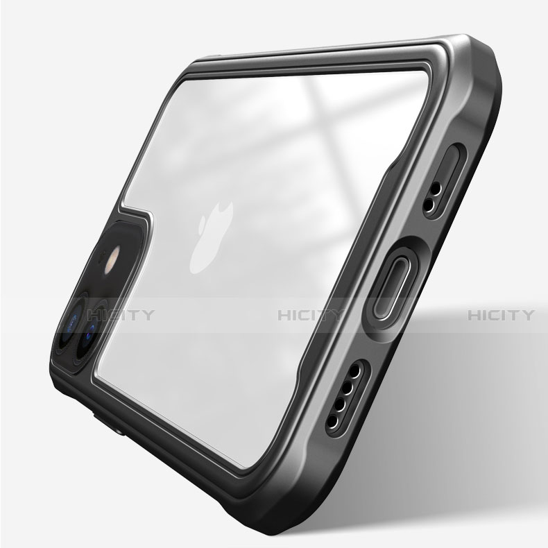 Coque Rebord Contour Silicone et Vitre Transparente Miroir Housse Etui M04 pour Apple iPhone 12 Mini Plus