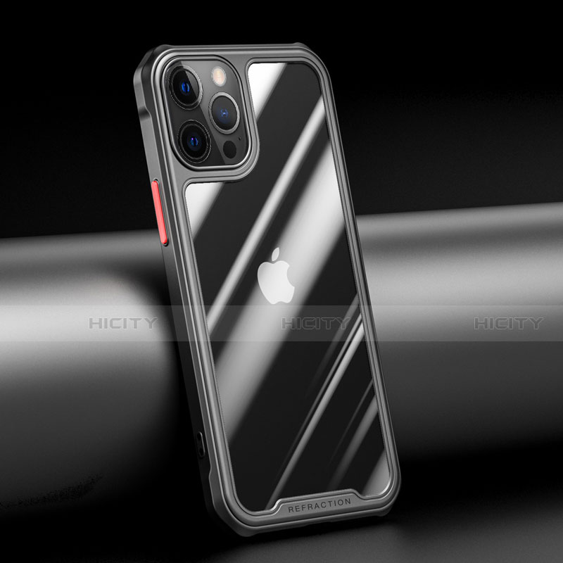 Coque Rebord Contour Silicone et Vitre Transparente Miroir Housse Etui M04 pour Apple iPhone 12 Pro Max Plus