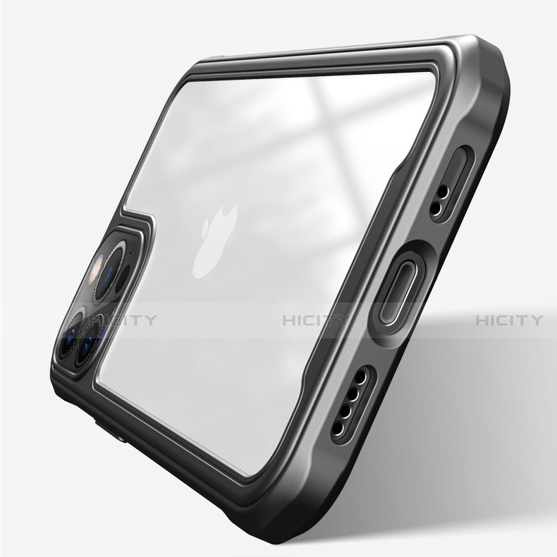 Coque Rebord Contour Silicone et Vitre Transparente Miroir Housse Etui M04 pour Apple iPhone 12 Pro Max Plus