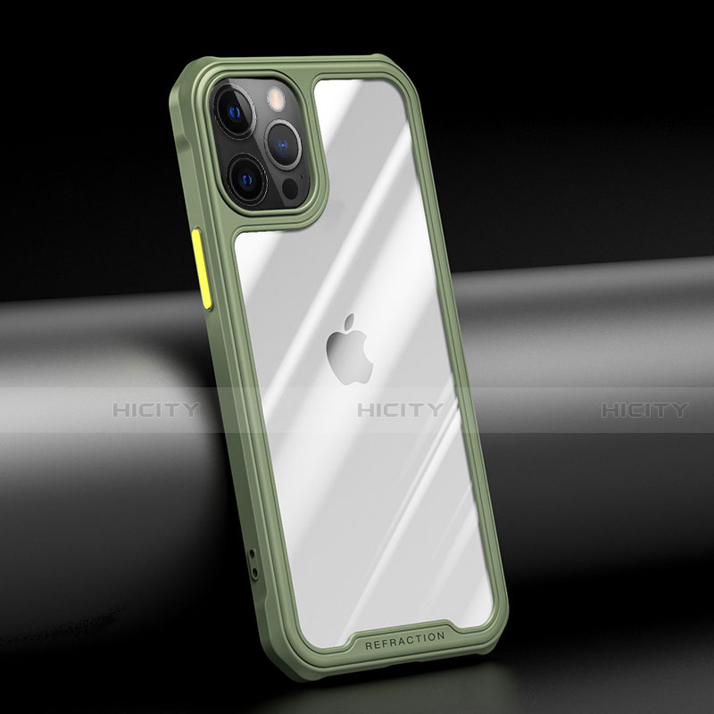 Coque Rebord Contour Silicone et Vitre Transparente Miroir Housse Etui M04 pour Apple iPhone 12 Pro Max Vert Plus