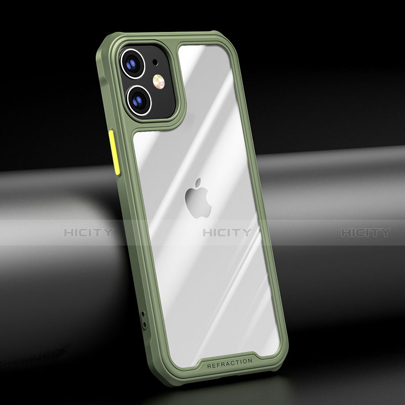 Coque Rebord Contour Silicone et Vitre Transparente Miroir Housse Etui M04 pour Apple iPhone 12 Vert Plus
