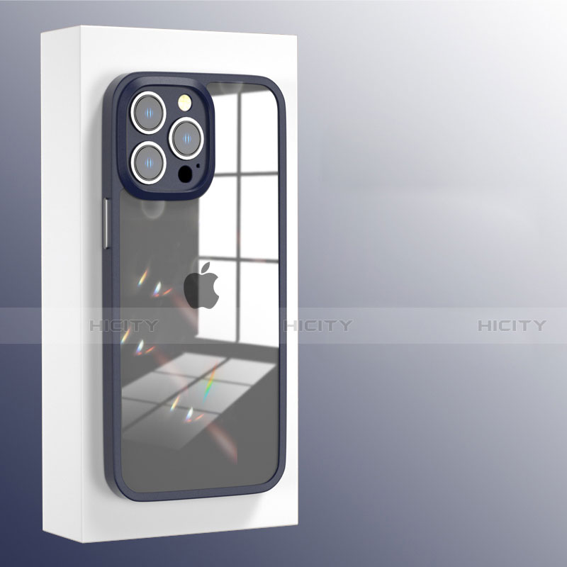 Coque Rebord Contour Silicone et Vitre Transparente Miroir Housse Etui M04 pour Apple iPhone 13 Pro Max Plus