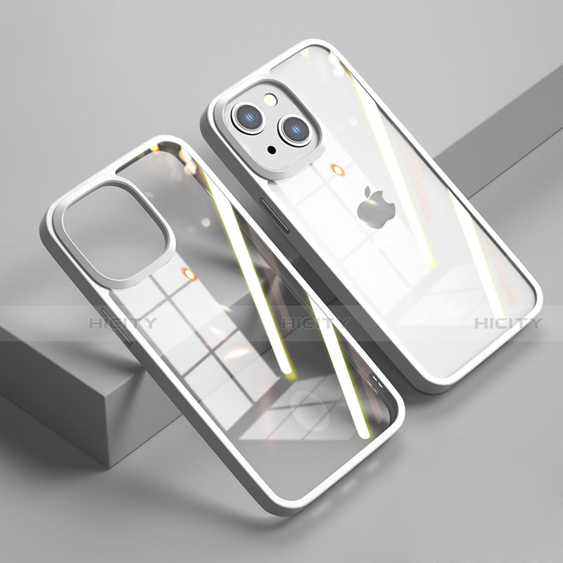 Coque Rebord Contour Silicone et Vitre Transparente Miroir Housse Etui M04 pour Apple iPhone 14 Plus