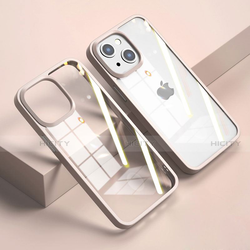 Coque Rebord Contour Silicone et Vitre Transparente Miroir Housse Etui M04 pour Apple iPhone 14 Plus