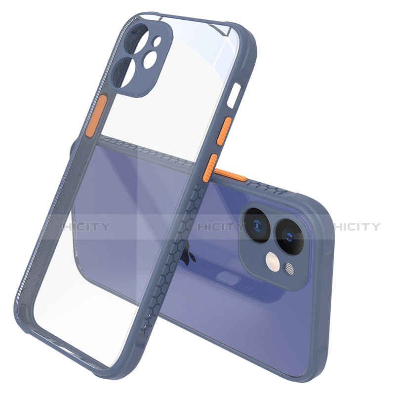 Coque Rebord Contour Silicone et Vitre Transparente Miroir Housse Etui M05 pour Apple iPhone 12 Mini Gris Lavende Plus