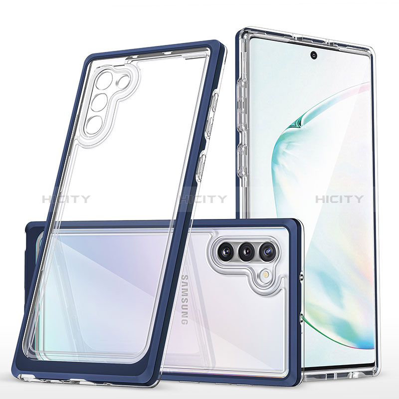 Coque Rebord Contour Silicone et Vitre Transparente Miroir Housse Etui MQ1 pour Samsung Galaxy Note 10 5G Bleu Plus