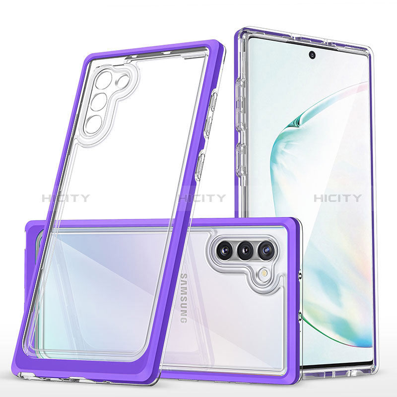 Coque Rebord Contour Silicone et Vitre Transparente Miroir Housse Etui MQ1 pour Samsung Galaxy Note 10 5G Violet Plus