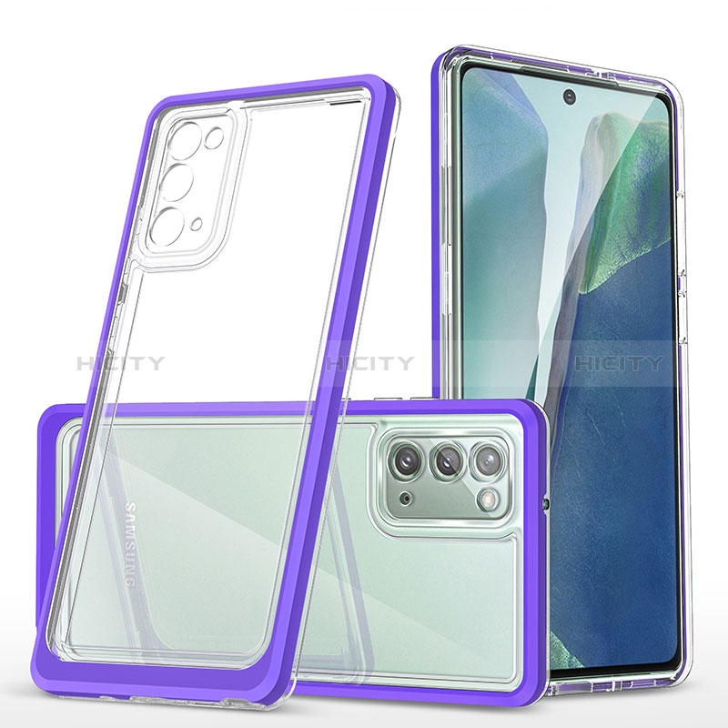 Coque Rebord Contour Silicone et Vitre Transparente Miroir Housse Etui MQ1 pour Samsung Galaxy Note 20 5G Violet Plus