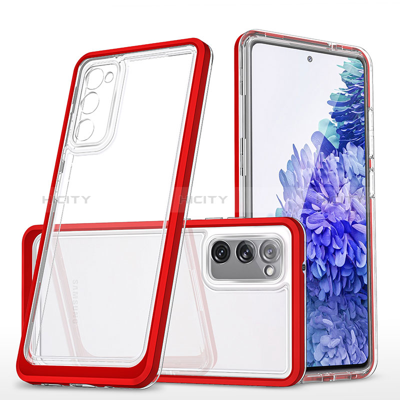 Coque Rebord Contour Silicone et Vitre Transparente Miroir Housse Etui MQ1 pour Samsung Galaxy S20 FE (2022) 5G Rouge Plus