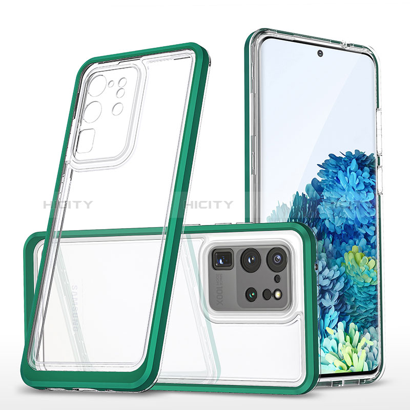 Coque Rebord Contour Silicone et Vitre Transparente Miroir Housse Etui MQ1 pour Samsung Galaxy S20 Ultra Vert Plus