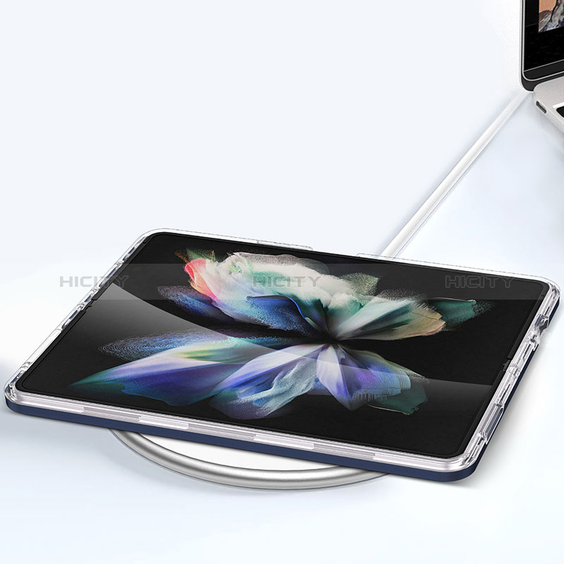 Coque Rebord Contour Silicone et Vitre Transparente Miroir Housse Etui MQ1 pour Samsung Galaxy Z Fold3 5G Plus