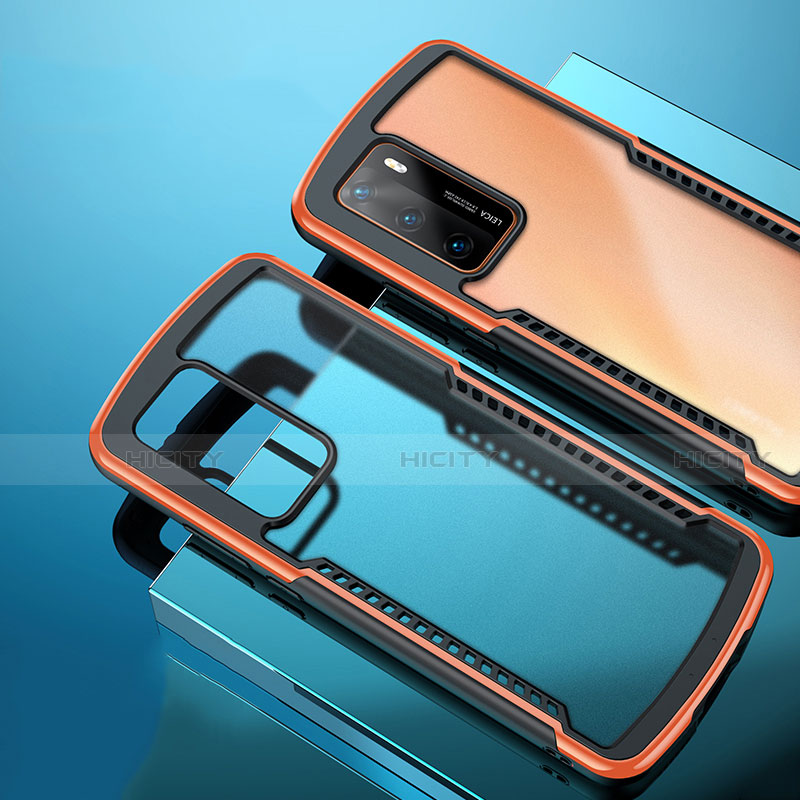 Coque Rebord Contour Silicone et Vitre Transparente Miroir Housse Etui N01 pour Huawei P40 Orange Plus